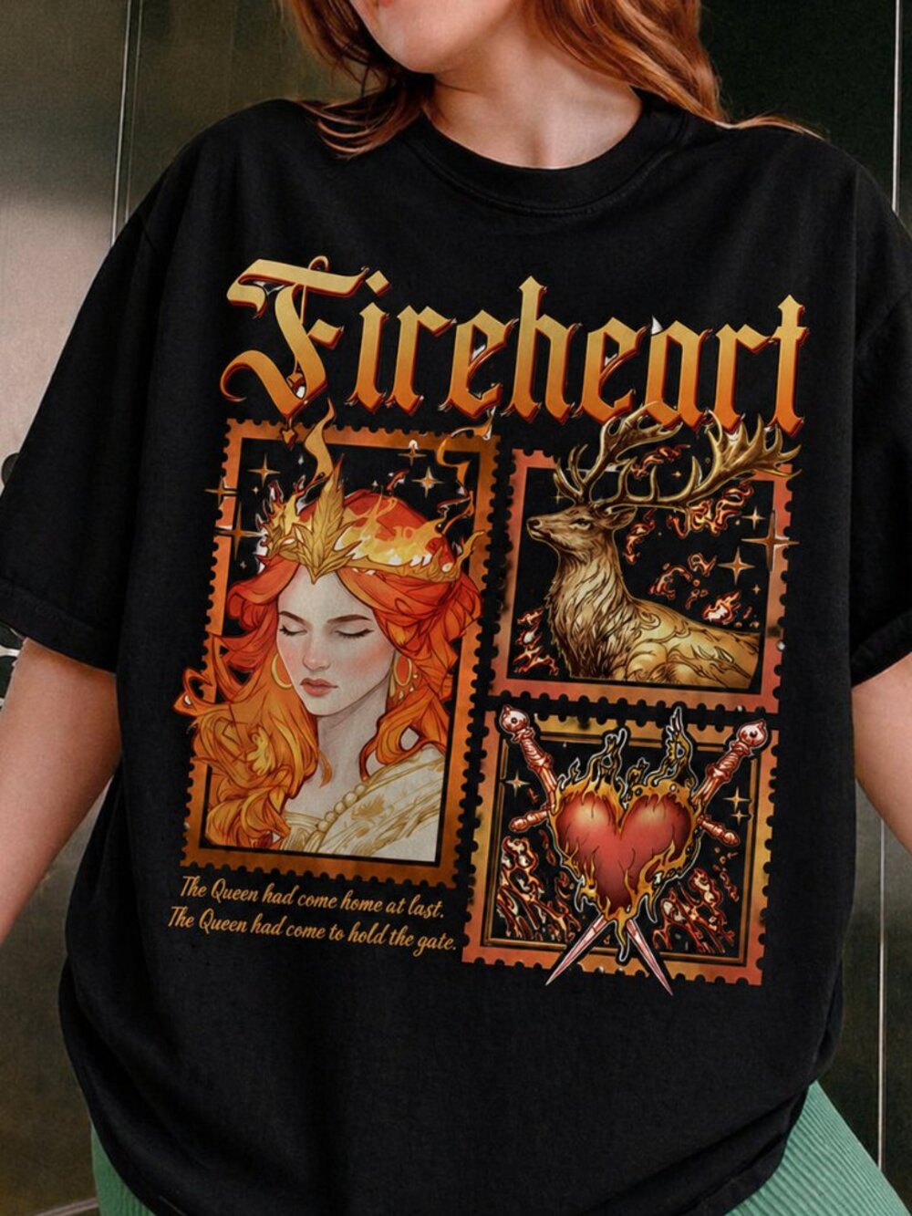 Fireheart Queen T-shirt, Fantasy Kingdom Reader Tee